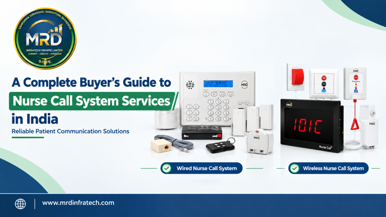 Nurse using a nurse call system at a hospital nurse station in India